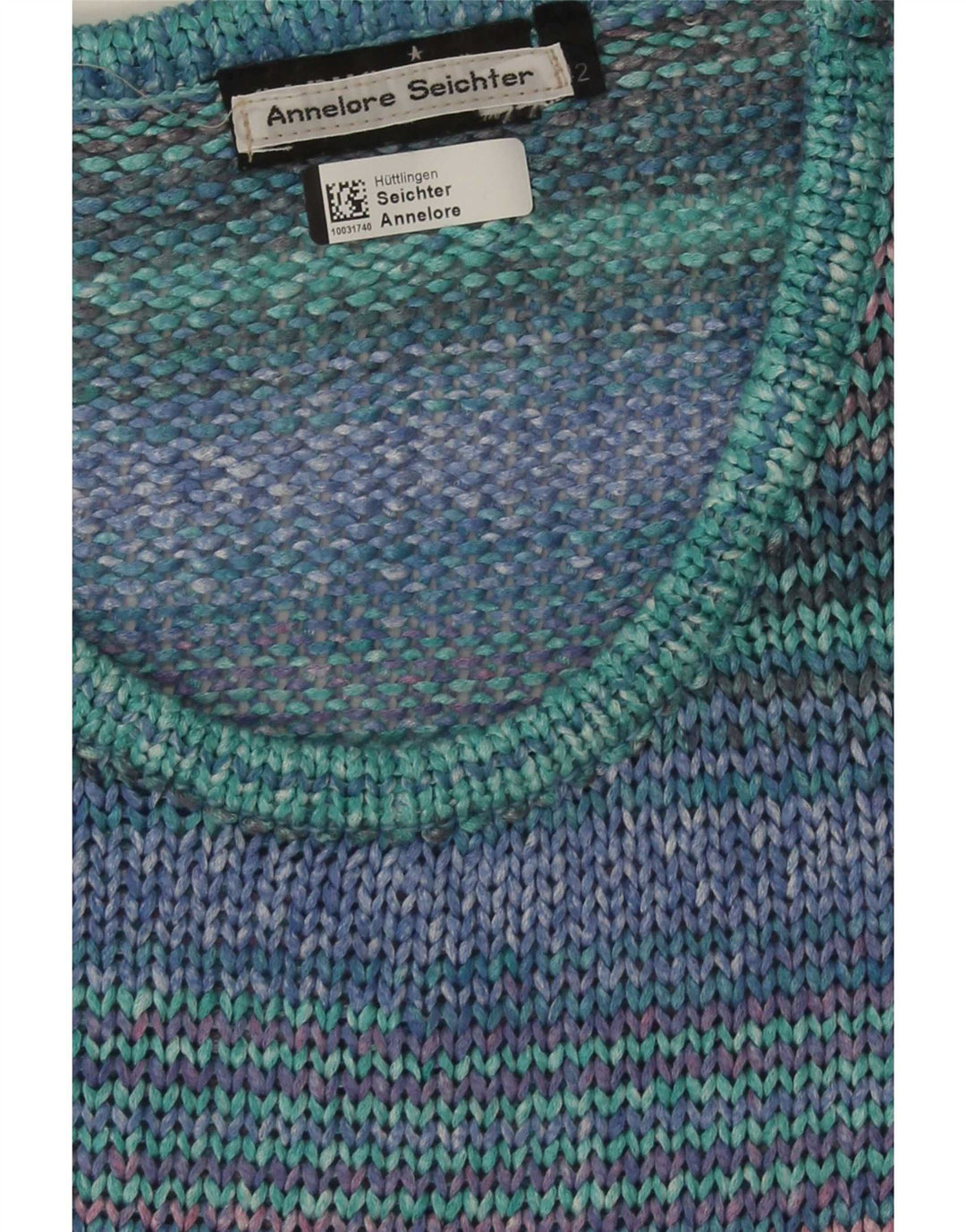 vintage Womens Crew Neck Jumper Pull IT 42 Moyen Multicolore Rayé