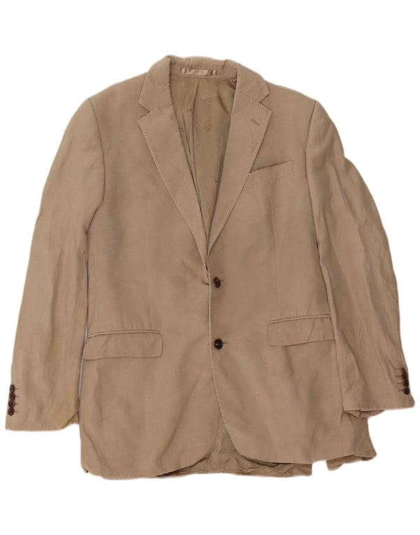 Jaeger Veste blazer à 2 boutons pour homme UK 40 Grande soie beige