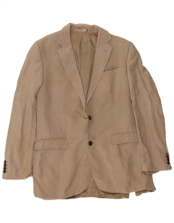 Jaeger Veste blazer à 2 boutons pour homme UK 40 Grande soie beige
