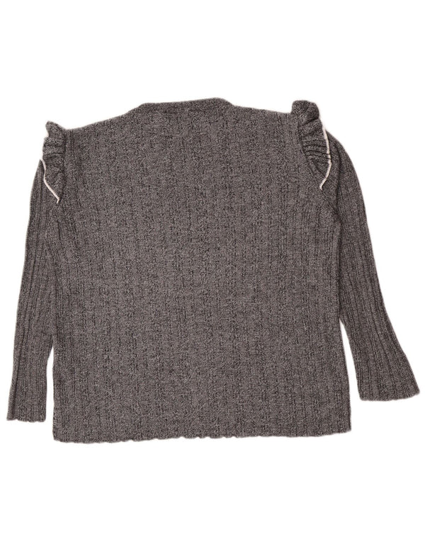 Marks & Spencer Pull ras du cou pour femme UK 16 Large Gris Acrylique