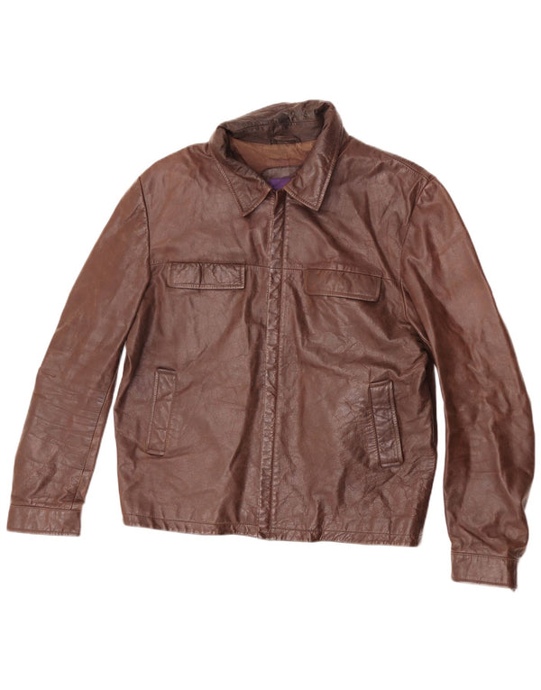 Zara Veste en cuir pour homme UK 38 Marron moyen