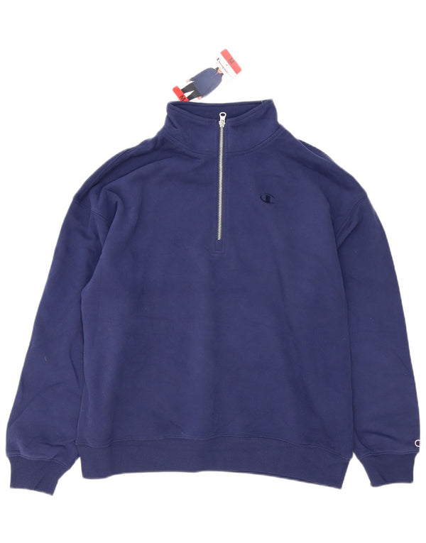 Champion Sweat-shirt à col zippé pour homme en coton bleu marine moyen