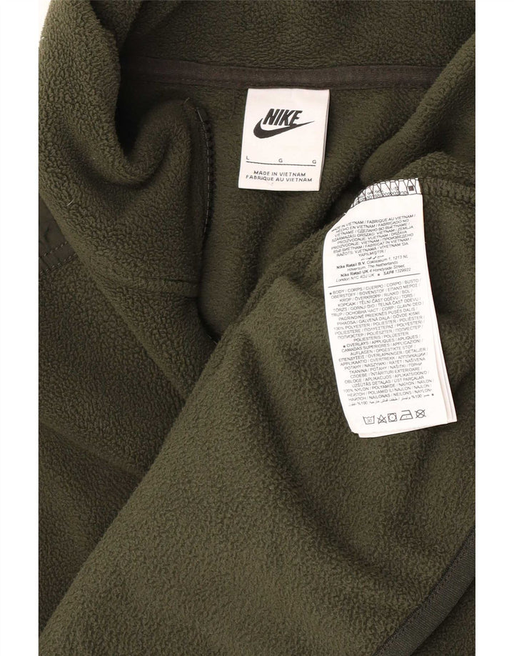 Nike Pull polaire à col zippé pour homme Large Kaki Polyester