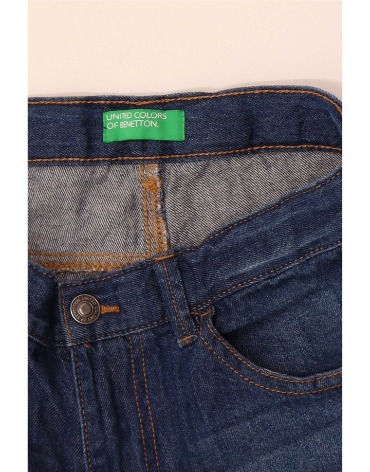 Benetton Jean Droit Graphique W26 L26 Bleu Femme