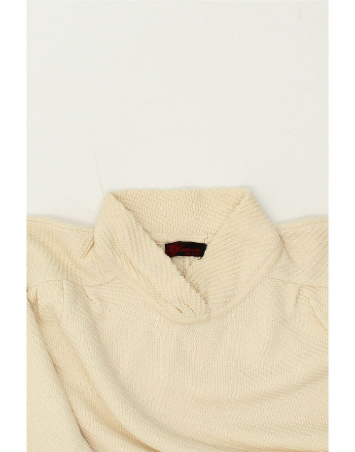 VINTAGE Womens Oversized Turtle Neck Jumper Sweater IT 46 Large Beige Vintage Vintage and Second-Hand Vintage from Messina Hembry 