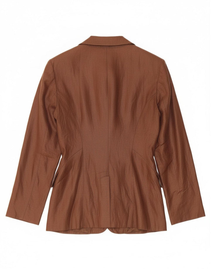 vintage Femme 3 Bouton Blazer Veste UK 10 Petit Brun