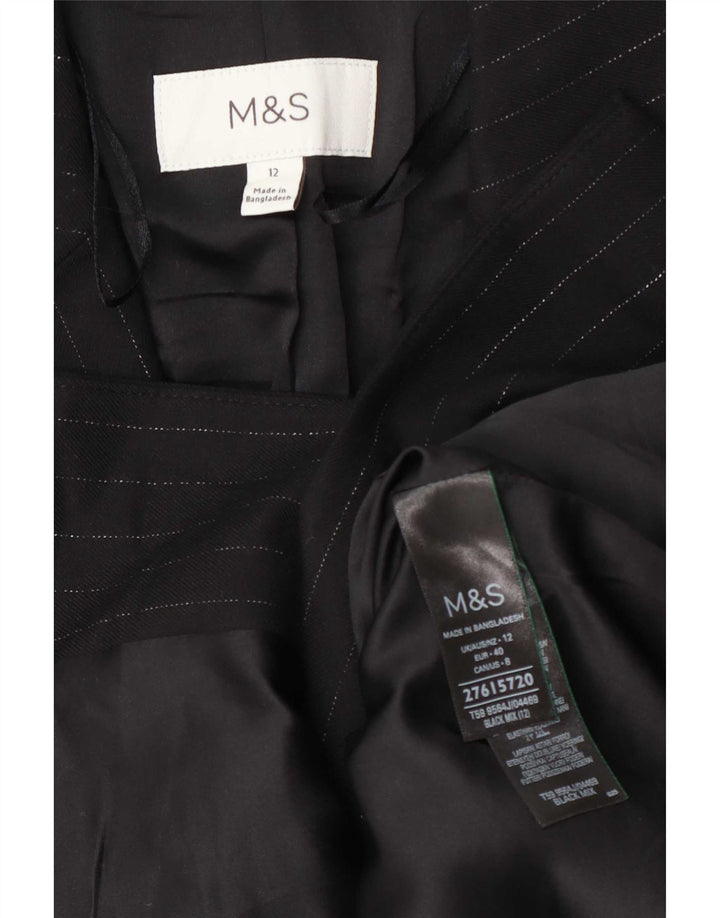 Marks & Spencer Veste blazer à 1 bouton pour femme UK 12 Medium Noir Rayé