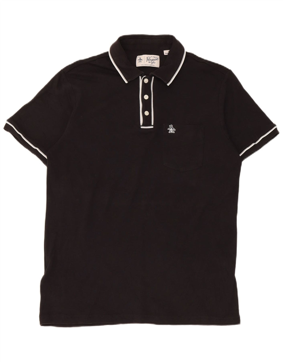 Penguin Polo Homme Noir Moyen Rayé Coton