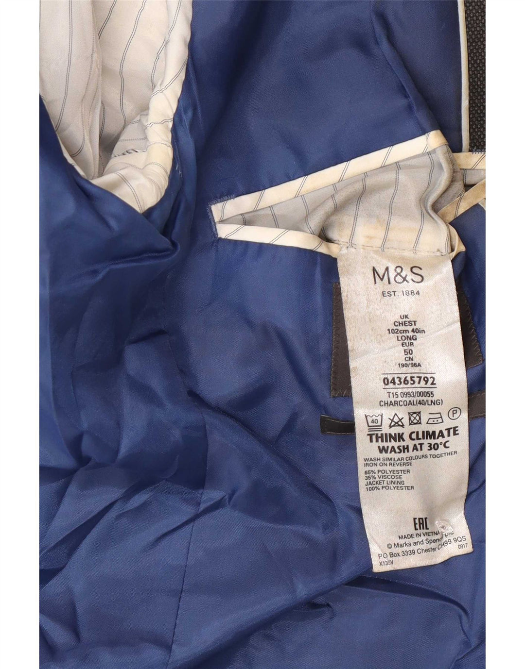 Marks & Spencer Veste blazer longue à 2 boutons pour homme Gris moyen UK 40