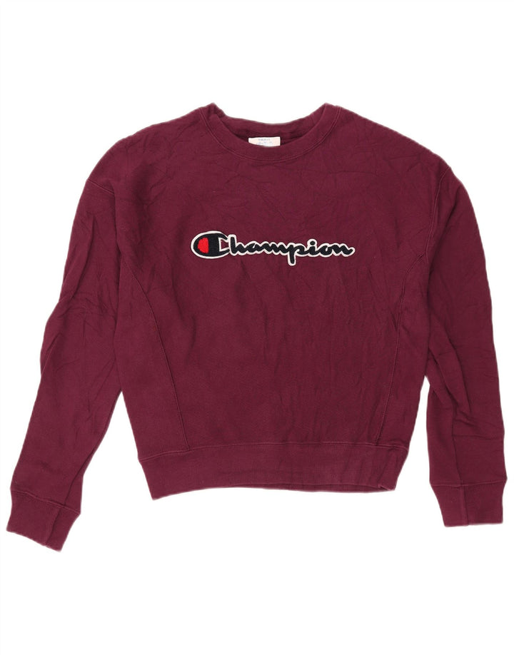CHAMPION Sweat-shirt surdimensionné graphique pour femme UK 10 Petit Bordeaux