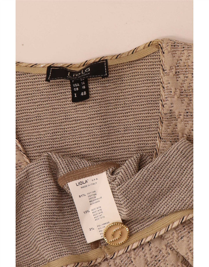 Liola Veste Blazer 3 Boutons à Manches 3/4 pour Femme UK 16 Grand Coton Beige
