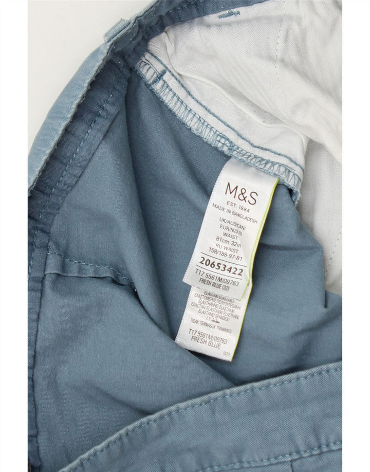 Marks & Spencer Short Chino Homme W32 Bleu Moyen Coton