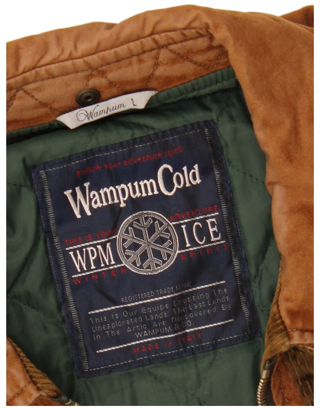 WAMPUM Veste polaire pour homme UK 40 Large Marron Géométrique