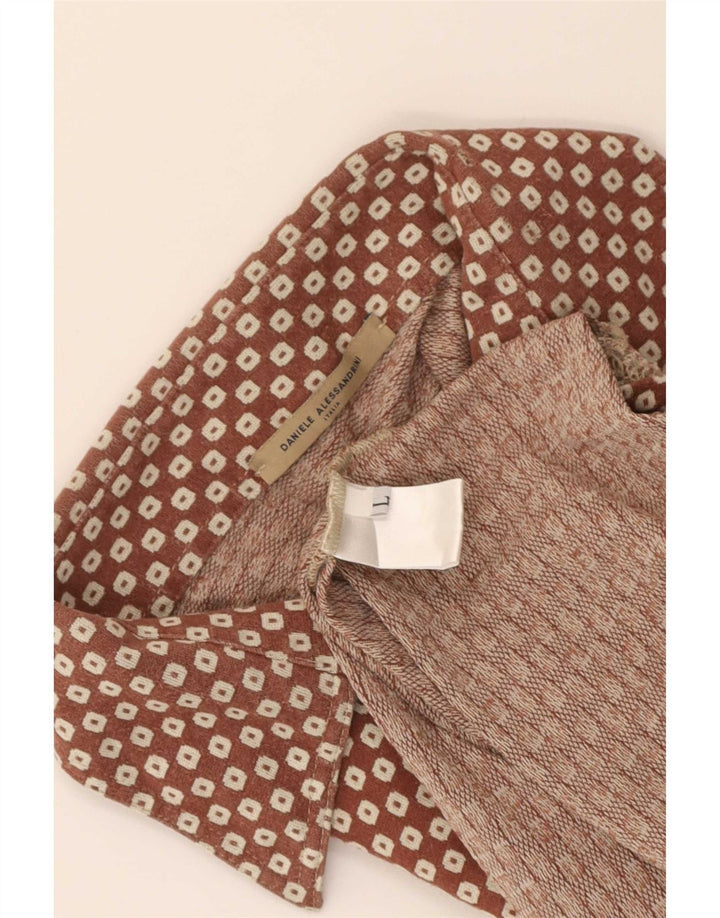 Daniele Alessandrini Chemise pull pour femme UK 16 Large Marron Géométrique
