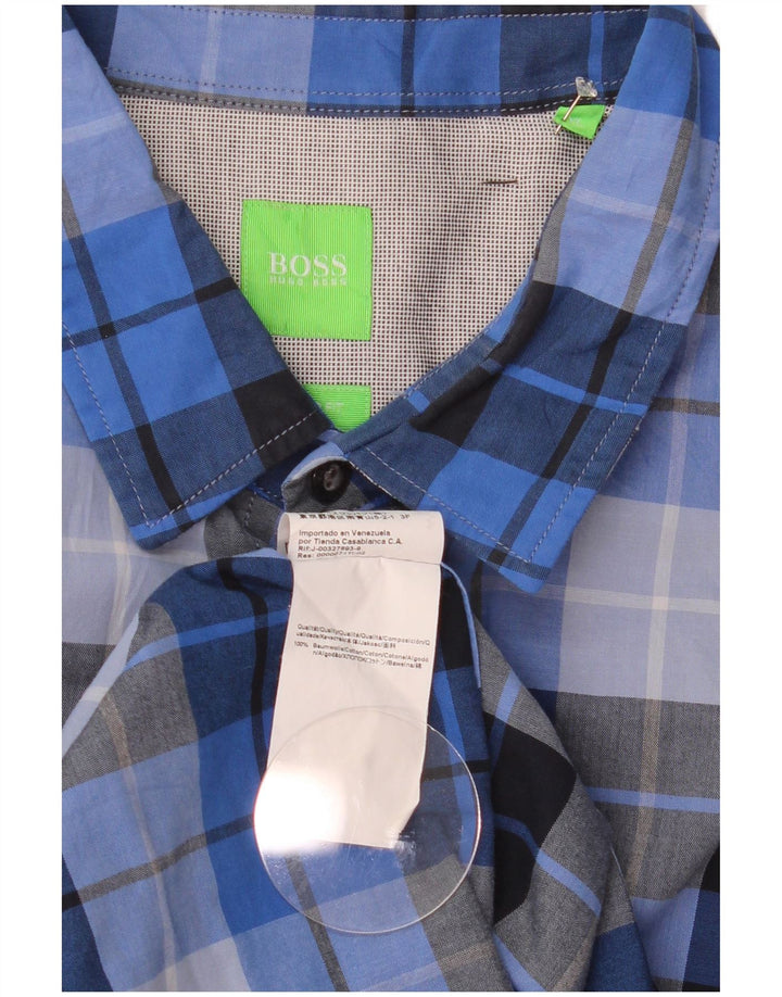 Hugo Boss Chemise Regular Fit XL en coton à carreaux bleus