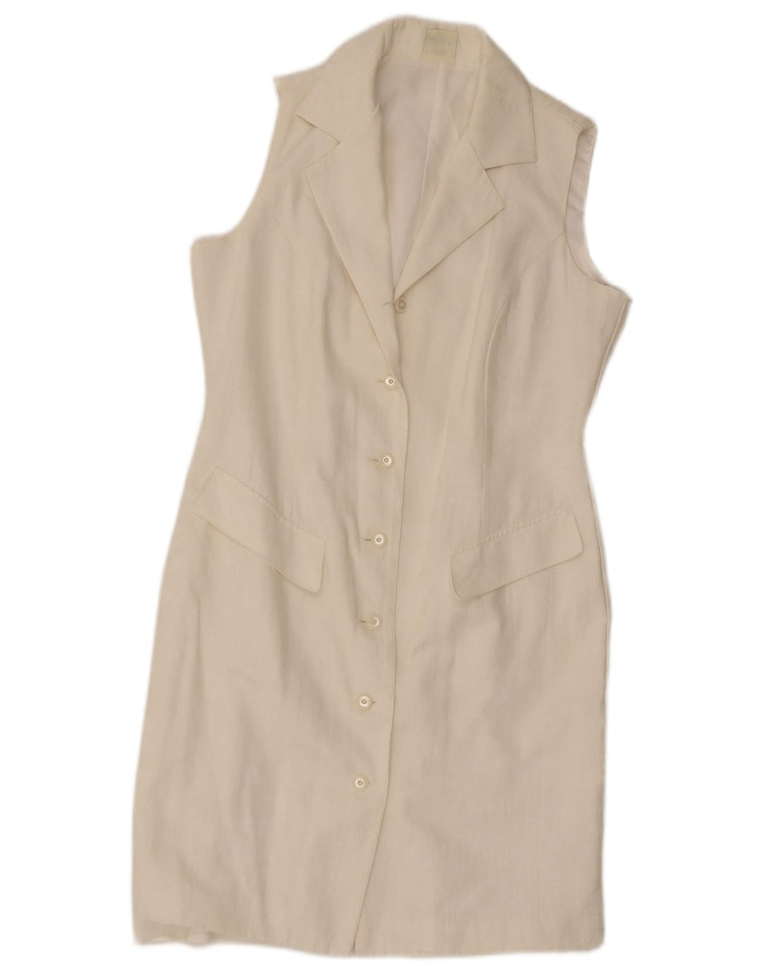 C&A Robe chemise sans manches pour femme UK 44 Polyester blanc moyen