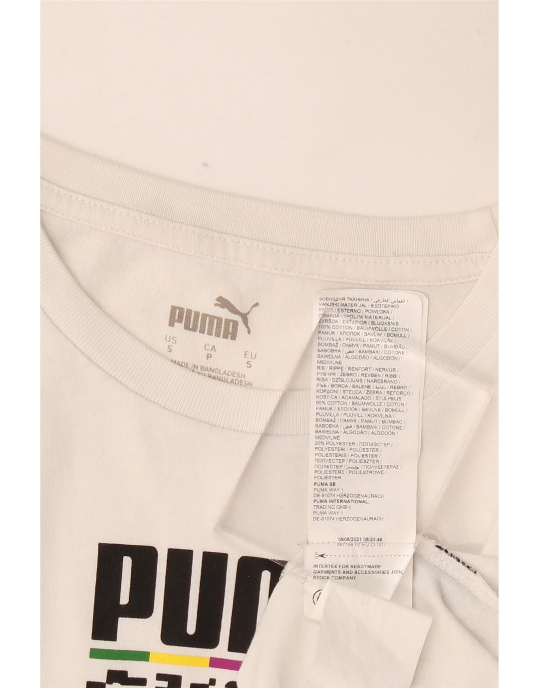 PUMA T-Shirt Graphique Homme Petit Blanc Coton