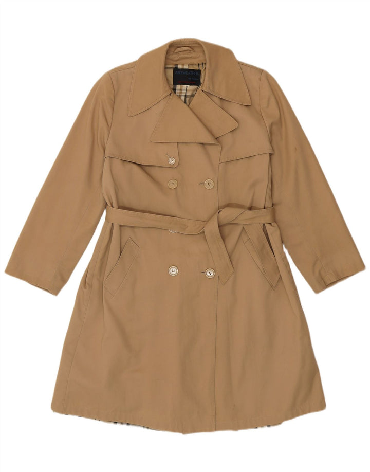 vintage Femme Double Breasted Trench Coat IT 50 XL Beige Polyester