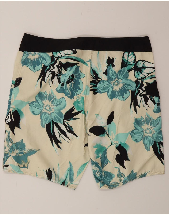 Volcom Short de bain graphique pour hommes, grand motif floral blanc