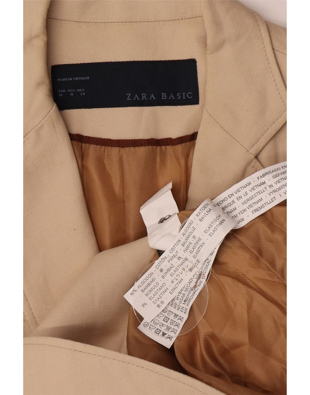 Zara Veste Blazer 2 Boutons Femme UK 14 Coton Beige Moyen