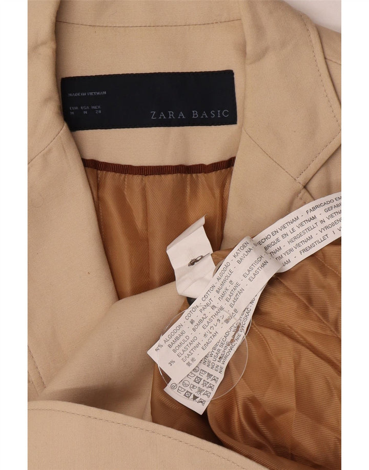 Zara Veste Blazer 2 Boutons Femme UK 14 Coton Beige Moyen
