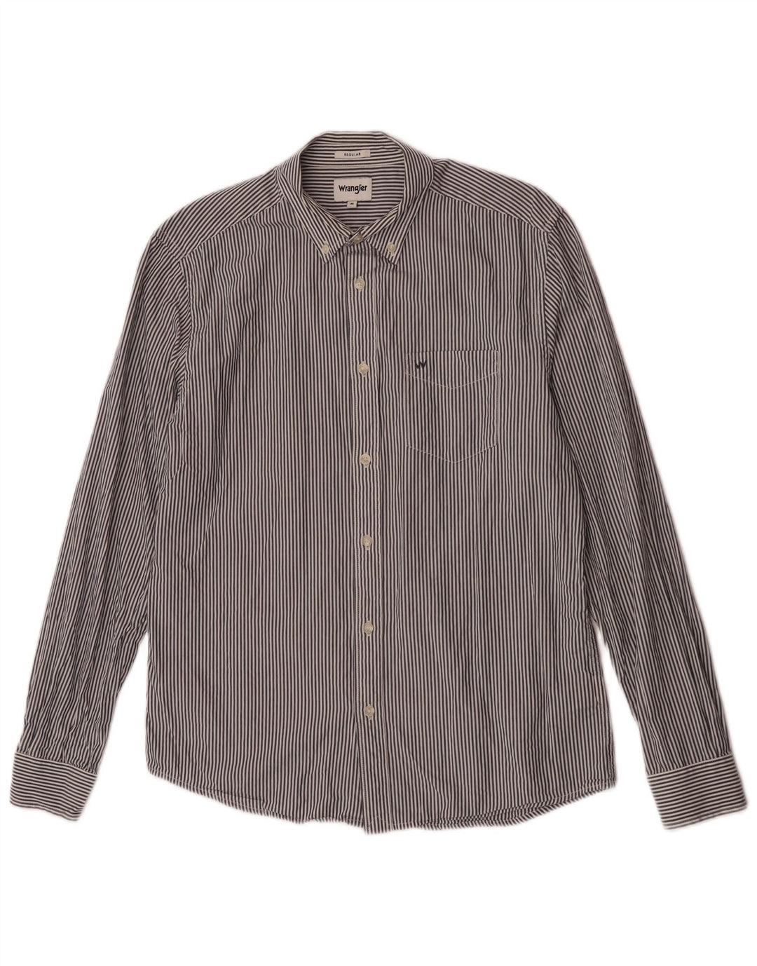 Wrangler Chemise coupe classique pour homme en coton à fines rayures gris moyen