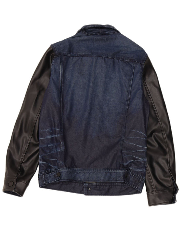 G-Star Veste en jean pour femme UK 12 Bleu marine moyen en coton colour block
