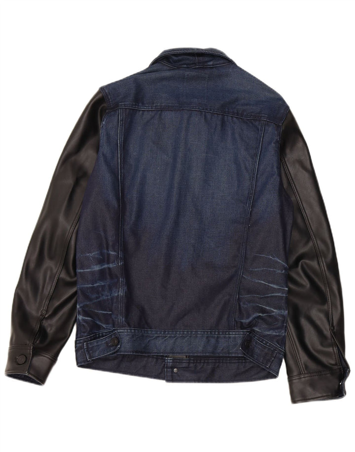 G-Star Veste en jean pour femme UK 12 Bleu marine moyen en coton colour block