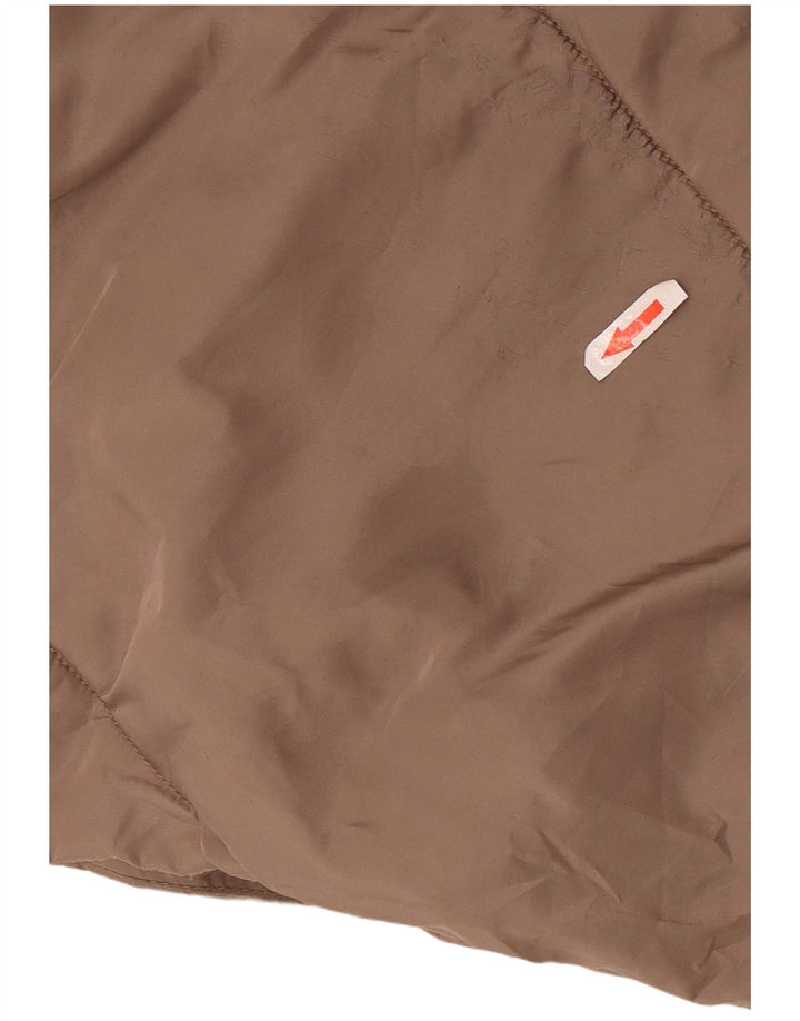 Zara Manteau matelassé surdimensionné à capuche pour femme UK 18 XL Marron Polyester