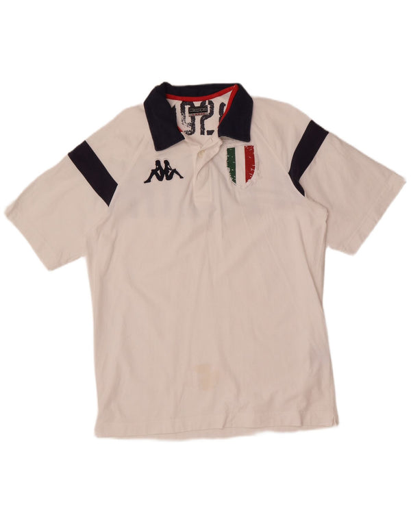 Kappa Polo Graphique Homme Large Blanc Colorblock Coton