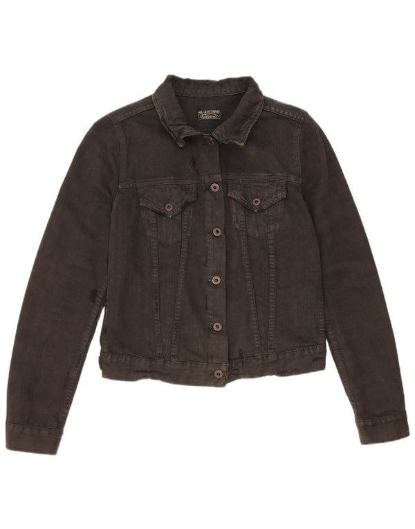 Polo Ralph Lauren Veste en jean courte en détresse pour femme UK 14 Noir moyen