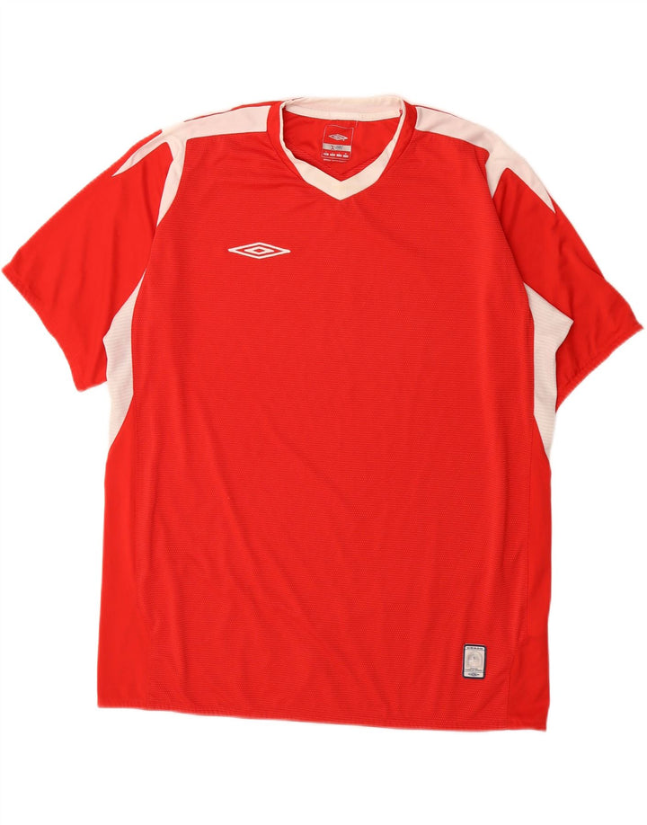 UMBRO Mens T-Shirt Top Large Red Colourblock Polyester Vintage Umbro and Second-Hand Umbro from Messina Hembry 