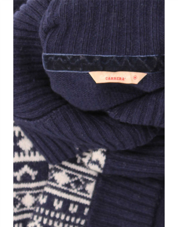 Carrera Womens Cardigan Sweater UK 12 Moyen Bleu Marine Géométrique