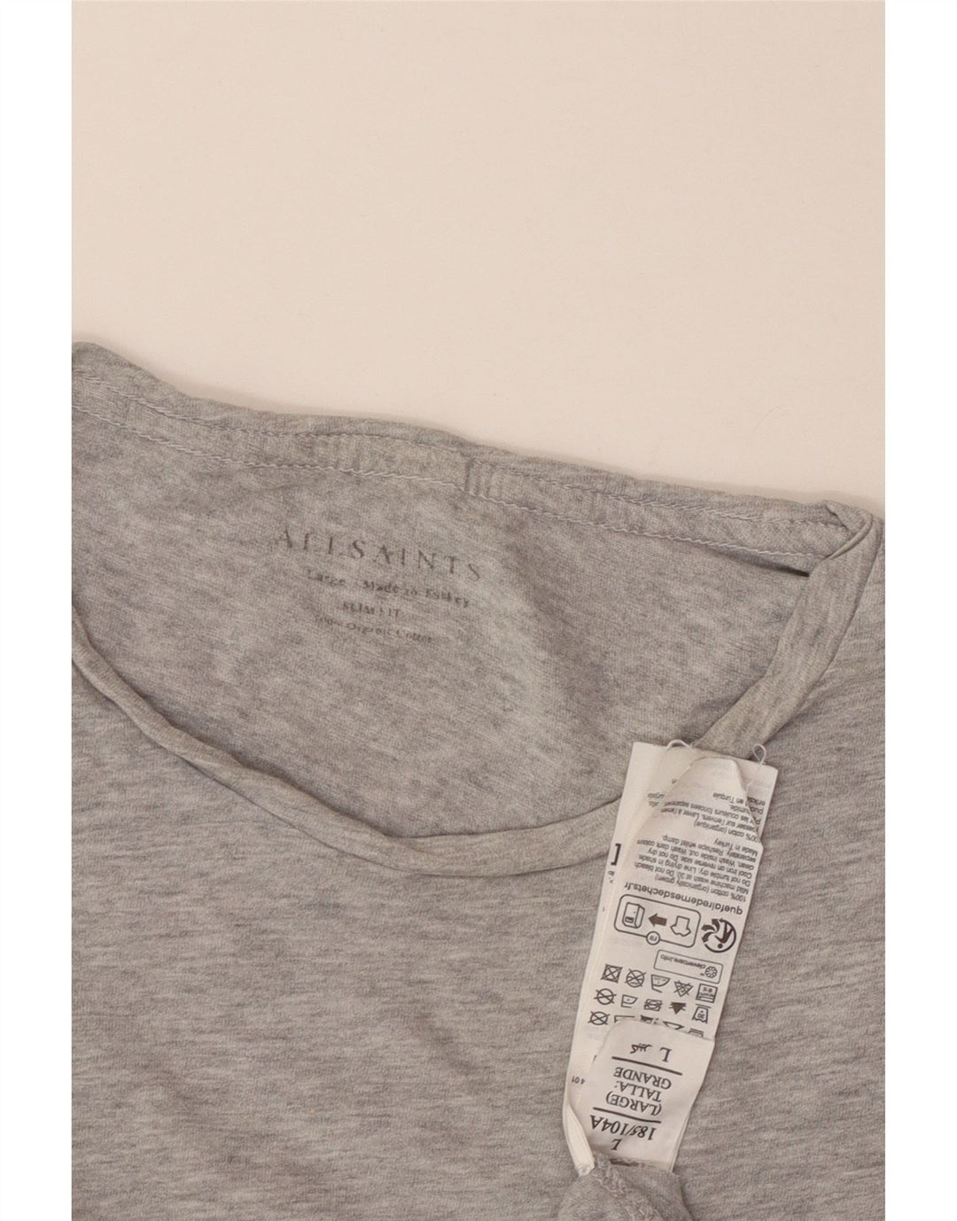 All Saints T-shirt slim fit pour hommes, grand, gris, coton