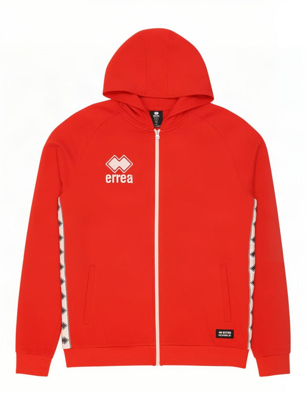 Errea Pull à capuche zippé graphique XL pour homme en coton color block rouge