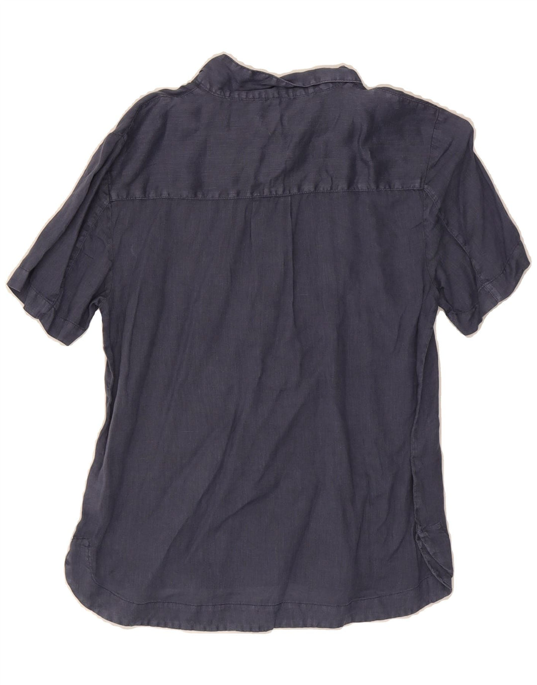 DACK'S Womens Short Sleeve Pullover Shirt UK 16 Large Blue Linen Vintage Dack's and Second-Hand Dack's from Messina Hembry 