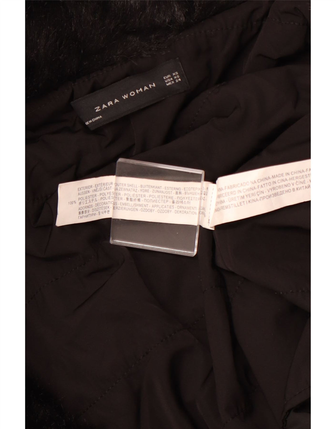 ZARA Femme Pardessus UK 6 XS Noir Polyester