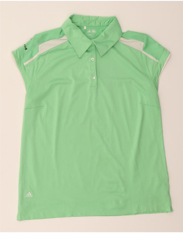 ADIDAS Womens Climacool Polo Shirt UK 16 Large Green Colourblock Polyester Vintage Adidas and Second-Hand Adidas from Messina Hembry 