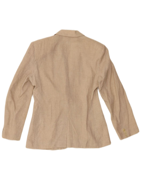 Benetton Veste Blazer 2 Boutons Femme IT 40 Petit Lin Beige