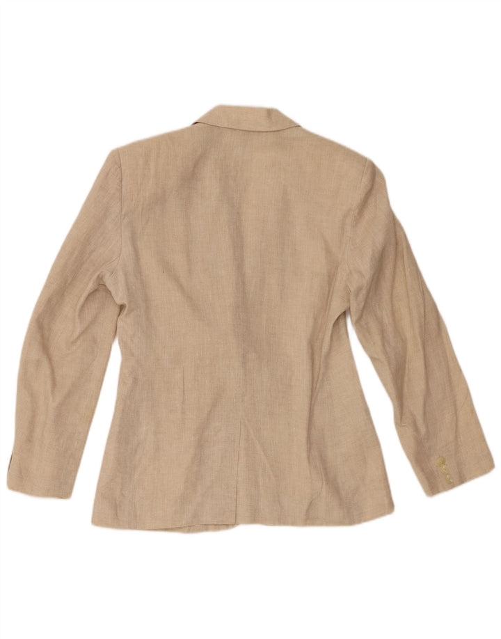 Benetton Veste Blazer 2 Boutons Femme IT 40 Petit Lin Beige