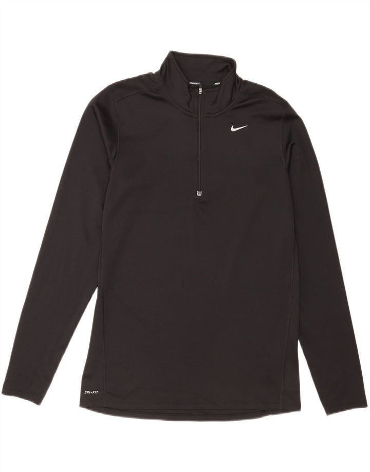 Nike Haut de course à manches longues avec col zippé pour homme Noir moyen Polyester