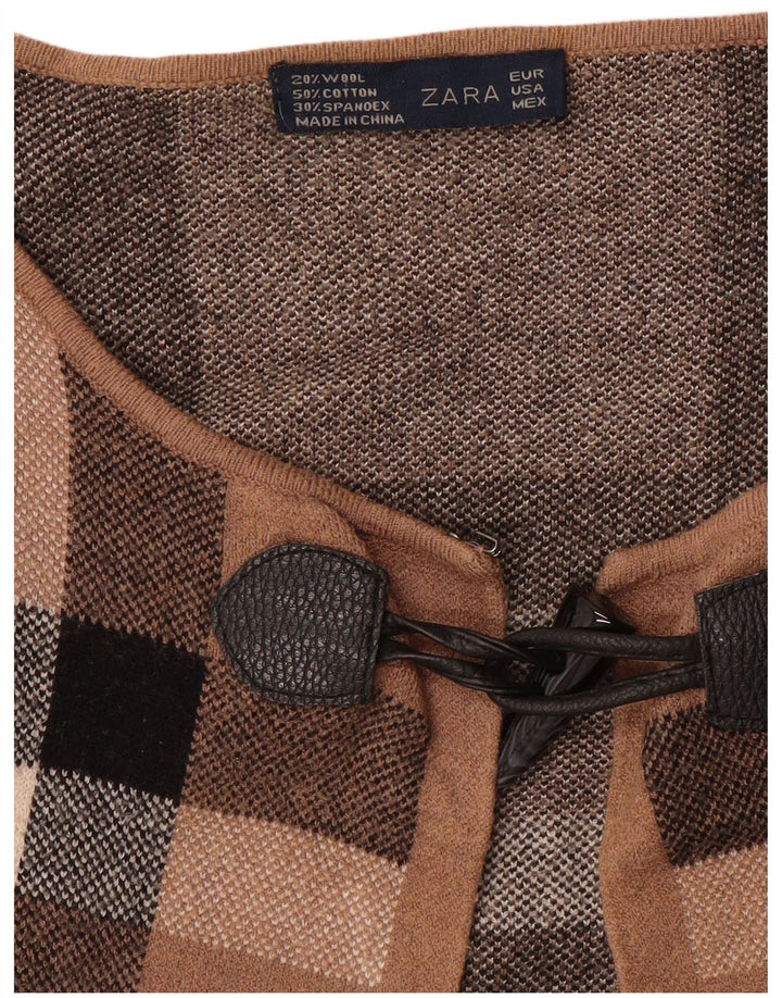 Zara Cardigan pour femme en laine à carreaux marron UK 16