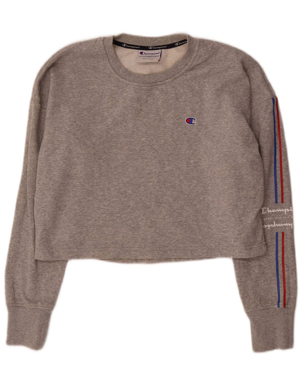 Champion Sweat-shirt court graphique pour femme UK 14 Gris moyen moucheté