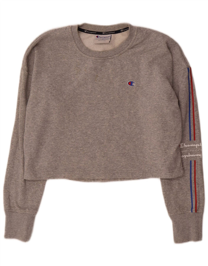 Champion Sweat-shirt court graphique pour femme UK 14 Gris moyen moucheté