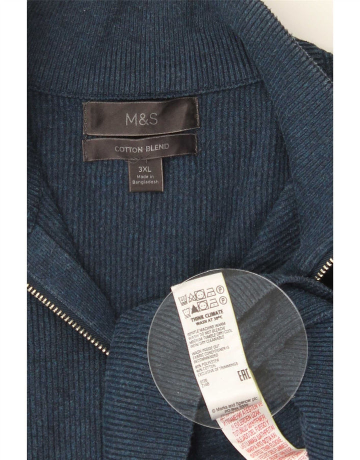 Marks & Spencer Pull col zippé pour homme 3XL Bleu marine Polyester
