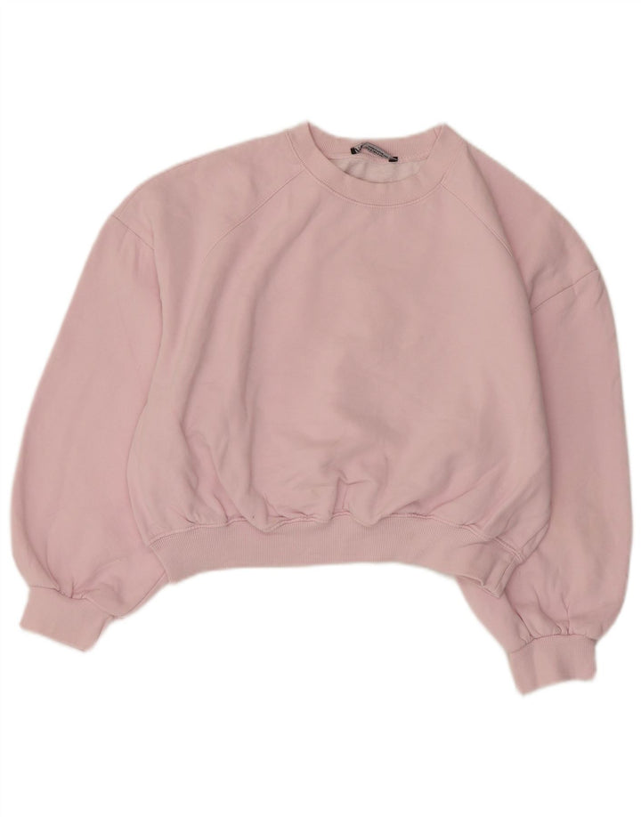 Zara Sweat-shirt court surdimensionné à manches 3/4 pour femme UK 10 Petit Rose