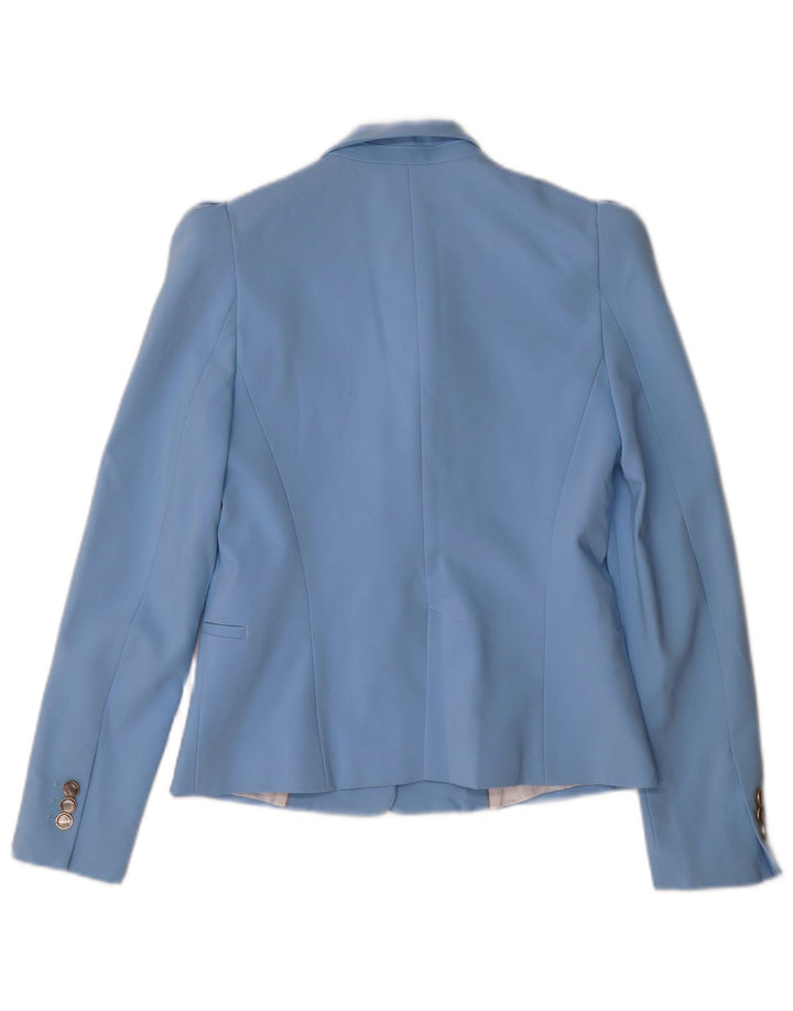 Zara Femme 1 Bouton Blazer Veste UK 10 Petit Bleu Polyester