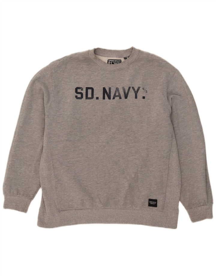 Superdry Sweat-shirt surdimensionné graphique pour femme UK 14 Large Gris Coton