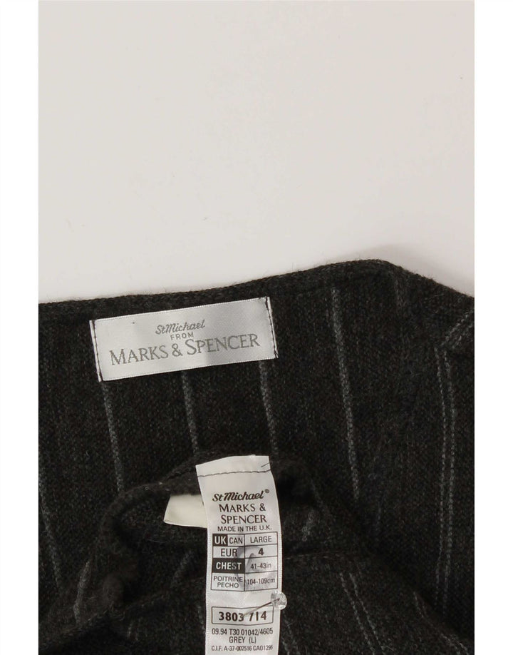 Marks & Spencer Gilet St. Michael pour hommes, grand, gris rayé, acrylique