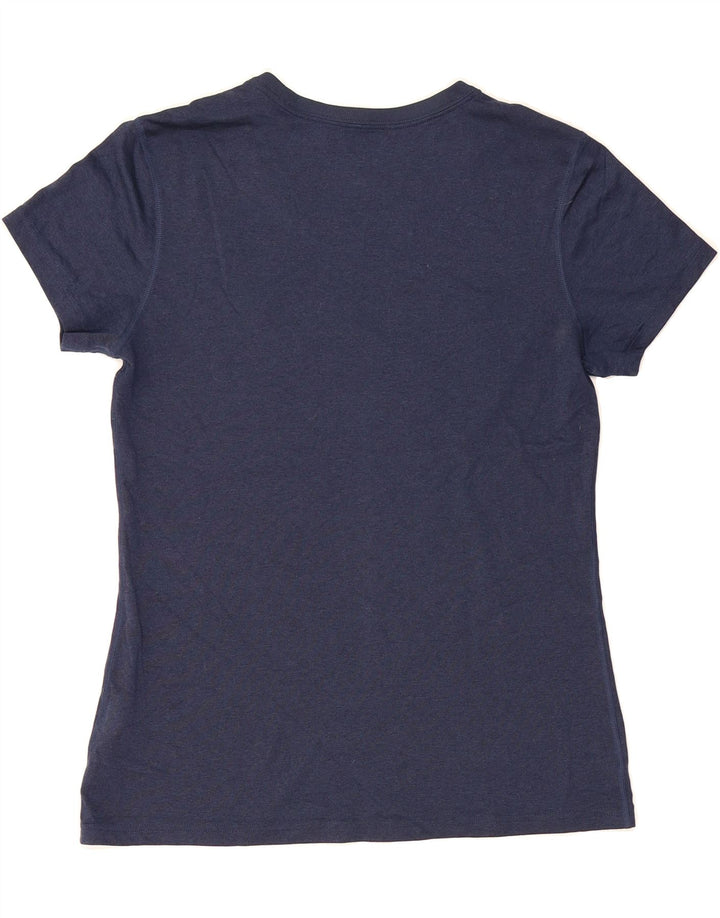 NIKE Womens Dri Fit Graphic T-Shirt Top UK 12 Medium Navy Blue Polyester Vintage Nike and Second-Hand Nike from Messina Hembry 